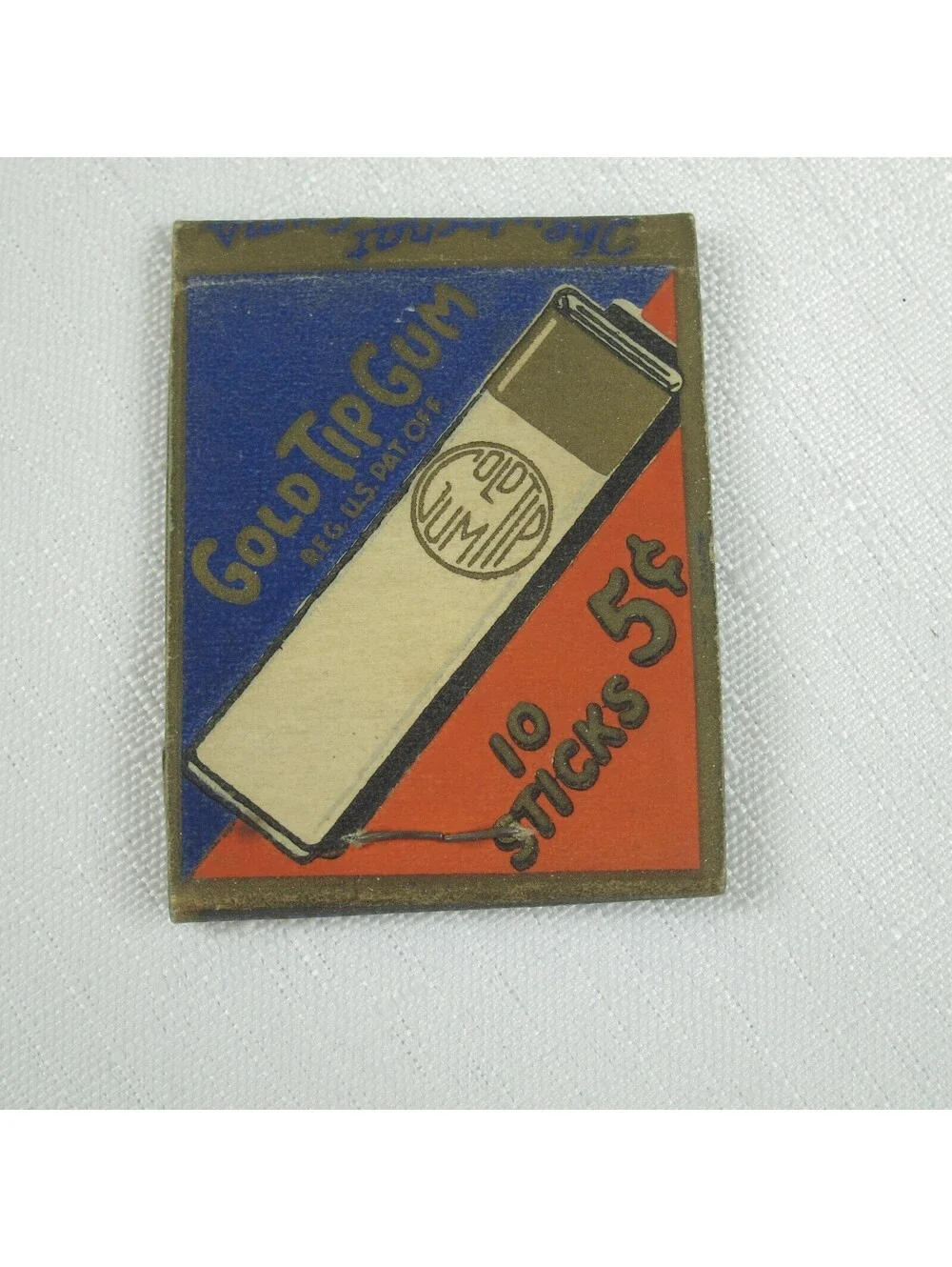 2 Vintage Matchbook Covers Gold Tip Gum Cigarette Form & Teaberry Chewing Gum